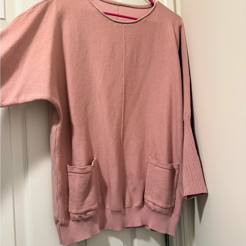 Pink Oversized Sweater with Pockets
